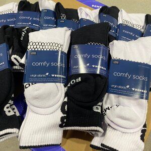 [24 Pairs] BNWT BOMBAS x Virgin Atlantic Vertical Logo Calf Socks LARGE - Black/